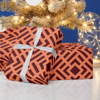 Cubes Orange Brown Minimal Muster Geschenkpapier
