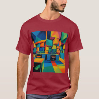 Cubescape Büro – Abstrakte Surreal-Kunst-T-Shirt T-Shirt