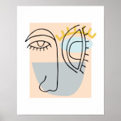 Cubic Line Art Face Illustration Minimalist BOHO Poster (Vorne)