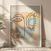 Cubic Line Art Face Illustration Minimalist BOHO Poster