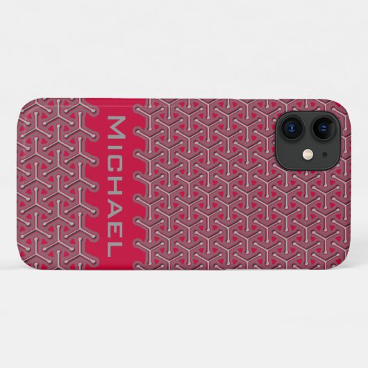 Cubic your name Polymer rotes Muster Case-Mate iPhone Hülle (Rückseite (Horizontal))