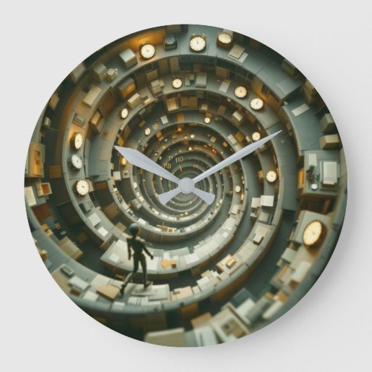 Cubicle Descent of Deadlines Wall Clock Große Wanduhr (Vorderseite)