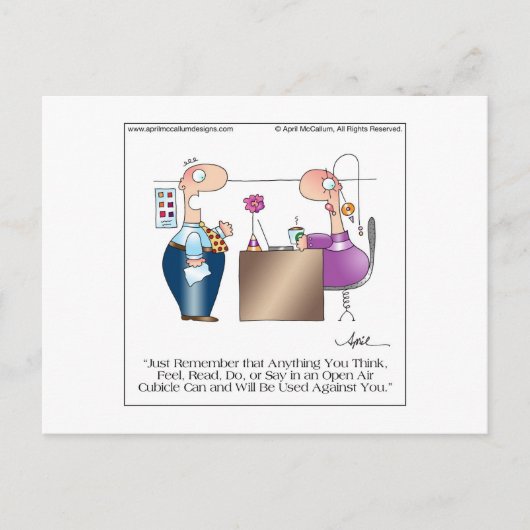 CUBICLE LIEBE Cartoon Postcard bis April McCallum Postkarte (Vorderseite)