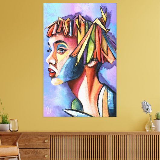 Cubism Art Lady Canvas Print Leinwanddruck (Insitu (Wohnzimmer))