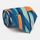Cubism Blue Arrow Neck Tie 🎯. Krawatte (Gerollt)