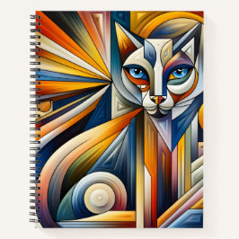 Cubism Cat Design Bullet Line Notebook Notizblock