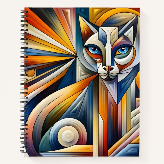 Cubism Cat Design Bullet Line Notebook Notizblock (Vorderseite)