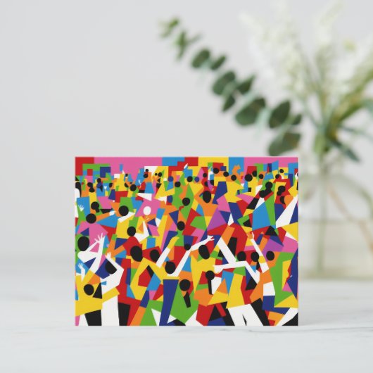 Cubism Dancing Party Postkarte (Stehend Vorderseite)