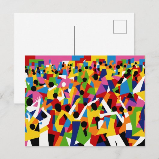 Cubism Dancing Party Postkarte (Vorne/Hinten)