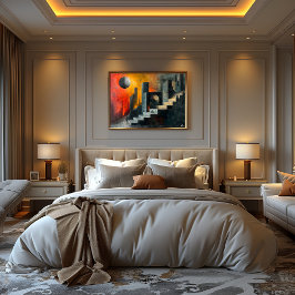 Cubismo: Ciudad de Sombras y Luz Crepuscular Poster