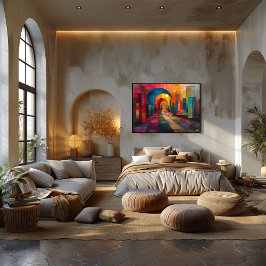 Cubismo: Pasaje de Arcos y Colores Poster