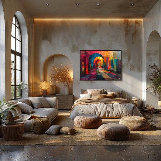 Cubismo: Pasaje de Arcos y Colores Poster