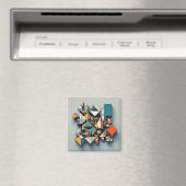 Cubismus Abstrakt Art Colorful Dynamic Unique Magnet (In Situ (Geschirrspüler))