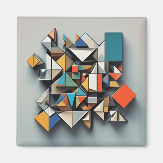 Cubismus Abstrakt Art Colorful Dynamic Unique Magnet (Vorne)