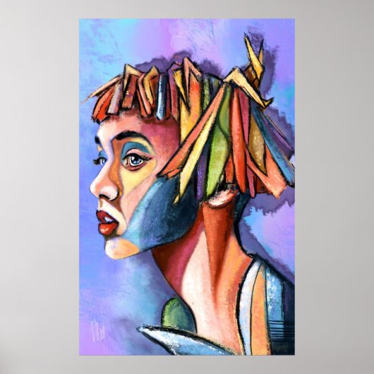 Cubismuskunst Dame Poster (Vorne)