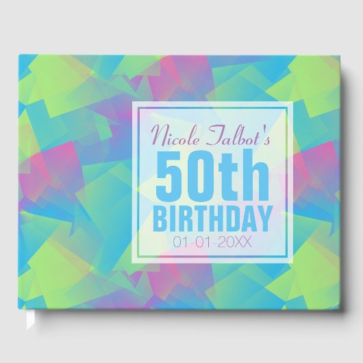 Cubist Abstrakt Pastel 50. Geburtstags Gästebuch (Vorderseite)