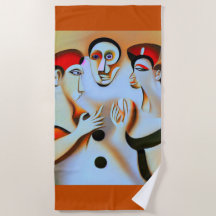 Cubist Art Cotton Beach Handtuch
