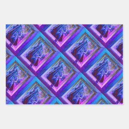 Cubist Art Deco Bly Dancer in Lila & Blue Geschenkpapier Set