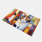 Cubist Calico Cat Art Fußmatte (Schrägansicht)