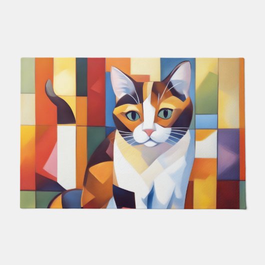 Cubist Calico Cat Art Fußmatte (Vorderseite)