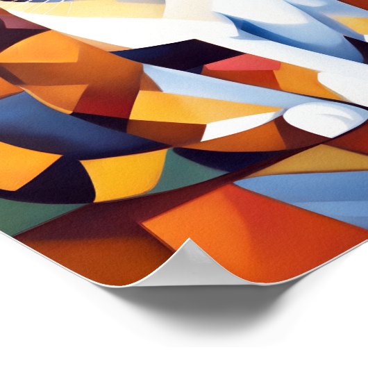 Cubist Calico Cat Art Poster (Ecke)