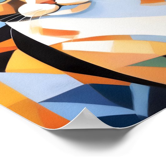 Cubist Calico Cat Komposition Gemälde Poster (Ecke)