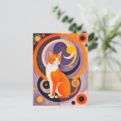 Cubist Cat Art mit Farben Postkarte (Stehend Vorderseite)
