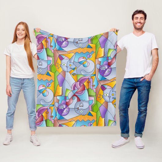 Cubist Cats - The Mininos Fleecedecke (Beispiel)