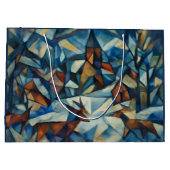 Cubist Expressionist Winter Village Large Gift Bag Große Geschenktüte (Rückseite)