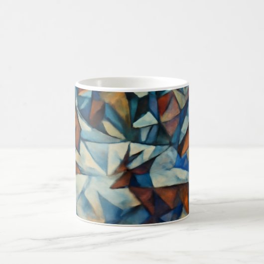 Cubist Expressionist Winter Village Mug Kaffeetasse (Mittel)