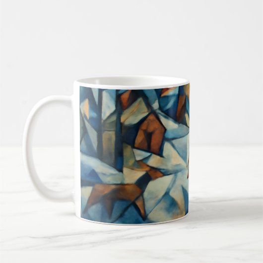 Cubist Expressionist Winter Village Mug Kaffeetasse (Links)