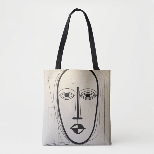 Cubist Face Art Tote Bag - Einzigartiges abstrakte Tasche (Vorderseite)