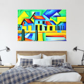 Cubist Farm Canvas Print Leinwanddruck (Insitu (Schlafzimmer))