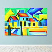 Cubist Farm Canvas Print Leinwanddruck (Insitu (Holzboden))