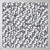 Cubist Geometric Hypercube Decoupage Template Line Poster (Vorne)