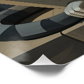 Cubist Harmony: Feline Violinist Poster (Ecke)