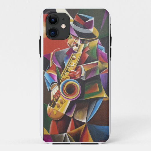 Cubist-Jazz-Saxophon-schöne Kunst iPhone Fall Case-Mate iPhone Hülle (Rückseite)