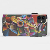 Cubist-Jazz-Saxophon-schöne Kunst iPhone Fall Case-Mate iPhone Hülle (Rückseite (Horizontal))