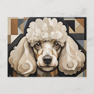 Cubist Poodle Portrait mit Abstrakt geometrischer Postkarte