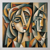 Cubist Portrait Art Print Picasso Braque Inspirier Poster (Vorne)