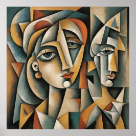 Cubist Portrait Art Print Picasso Braque Inspirier Poster