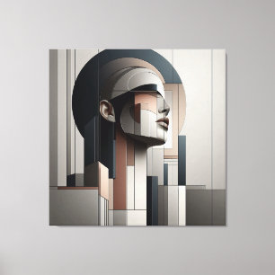 Cubist Profile Abstraction Leinwanddruck