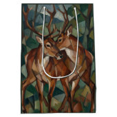 Cubist Style Reindeer Gift Bag Mittlere Geschenktüte (Rückseite)