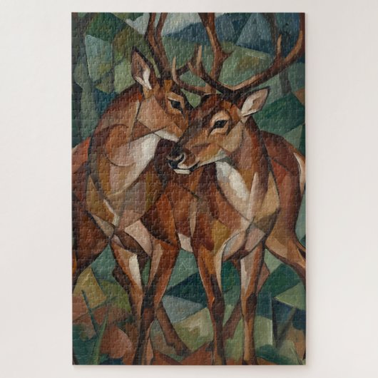 Cubist Style Reindeer Jigsaw Puzzle (Vertikal)