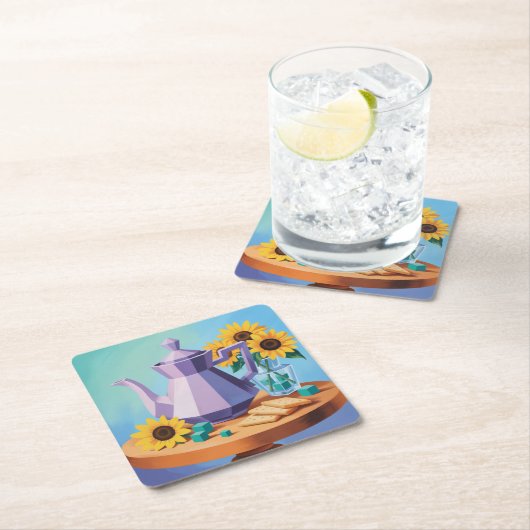 Cubist Teapot Blue Untersetzer Set (Vor Ort)