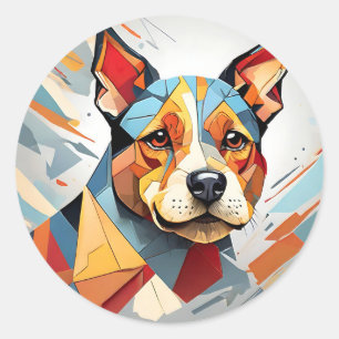Cubist Terrier Dog Runder Aufkleber