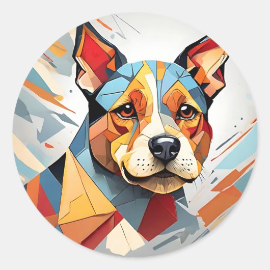 Cubist Terrier Dog Runder Aufkleber (Vorderseite)