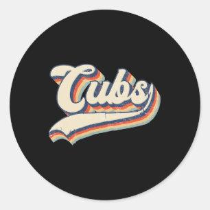 Cubs Sports Name Vintage Retro Geschenk Männer Fra Runder Aufkleber