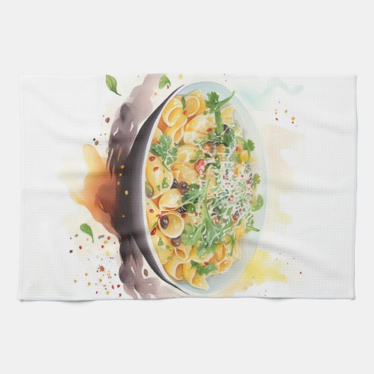 Cucina Italiana: Künstlerisch italienisch Geschirrtuch (Horizontal)