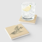 Cuckoo (japanische Kunst) (von Kono Bairei) Steinuntersetzer (Seitenansicht)